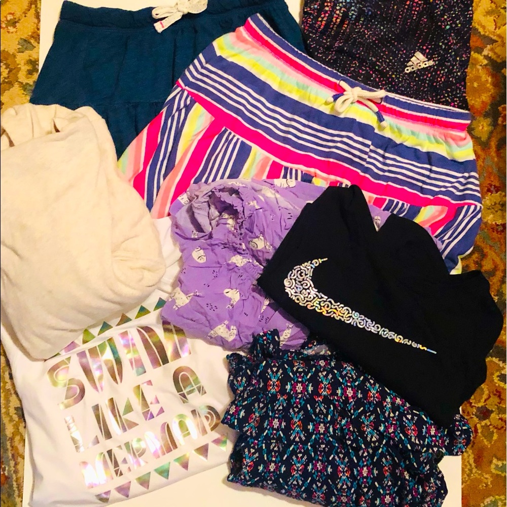 14/16 girls bundle clothes skirts, rompers,adidas leggings,Nike shirt,hoodie